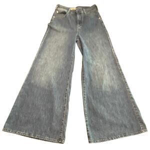 Pilcro Anthropologie Mid Rise Wide Leg Jeans Size 27 Blue 90s Flare Denim Y2K